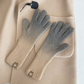 Fashion Winter Warm Gradient Gloves (Option: Beige Gray Gradient-Average Size)