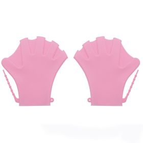 Swimming Gloves Water Palm Solid Color (Option: Pink-L)