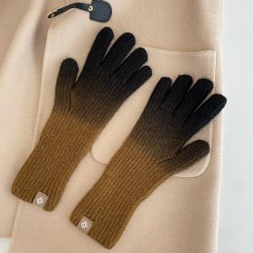 Fashion Winter Warm Gradient Gloves (Option: Black Coffee Gradient-Average Size)