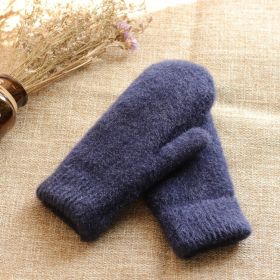 Korean-style Knitted Thermal Gloves (Option: Navy Blue-Average Size)