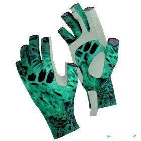 Fishing Gloves Exposed Five Fingers Breathable Non-slip Sunscreen Men (Option: Storm green-M)