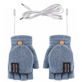 USB Double-sided Electrically Heated Gloves (Option: Light Blue-Average Size)