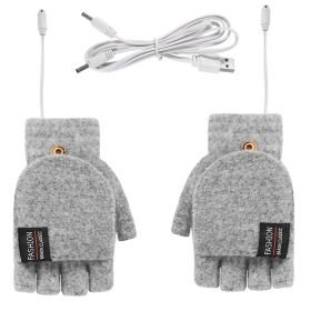 USB Double-sided Electrically Heated Gloves (Option: Light Gray-Average Size)