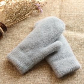 Korean-style Knitted Thermal Gloves (Option: Gray-Average Size)