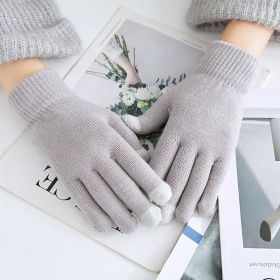 Winter Warm Plush Thickened Touch Screen Gloves (Option: Grey-One size)