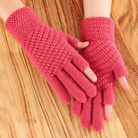 Thickened Fleece Winter Riding Gloves (Option: Pineapple Pin Leather Pink-Average Size)