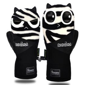 Waterproof Thickened Warm Double Snowboarding Gloves For Men And Women (Option: Zebra-S)