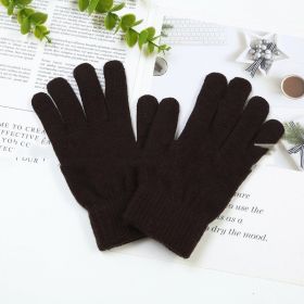 Winter Warm Plush Thickened Touch Screen Gloves (Option: Coffee-One size)