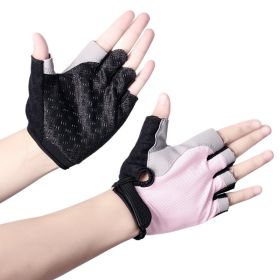 Anti Slip And Breathable Gloves With Exposed Fingers (Option: Pink-S)