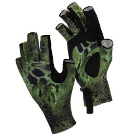 Fishing Gloves Exposed Five Fingers Breathable Non-slip Sunscreen Men (Option: Camo green-M)