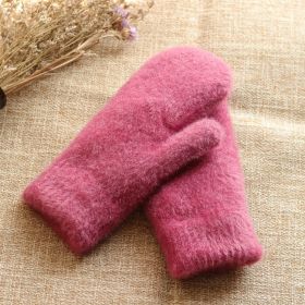 Korean-style Knitted Thermal Gloves (Option: Eraser Red-Average Size)
