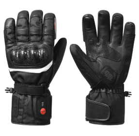 Electric Heating Thickened Leather Motorcycle Riding Gloves (Option: Black-M-AU)