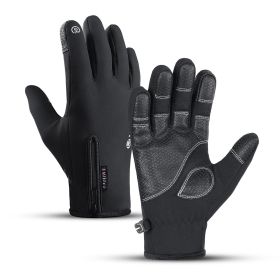 Men's Fashion Outdoor Cycling Warm Gloves (Option: Black-S)