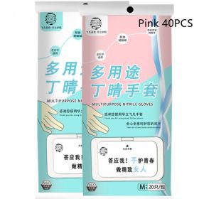 Men And Women Waterproof Durable Kitchen Dishwashing Work Latex Gloves (Option: Pink Pink-L-40PCS)