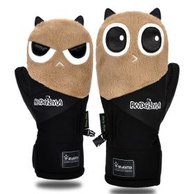 Waterproof Thickened Warm Double Snowboarding Gloves For Men And Women (Option: Khaki-S)