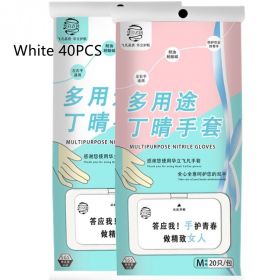 Men And Women Waterproof Durable Kitchen Dishwashing Work Latex Gloves (Option: White White-L-40PCS)