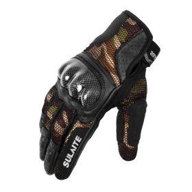 Motorcycle Riding Breathable Carbon Fiber Anti-drop Gloves (Option: Camouflage-XL)