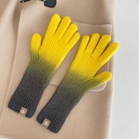 Fashion Winter Warm Gradient Gloves (Option: Yellow Gradient-Average Size)