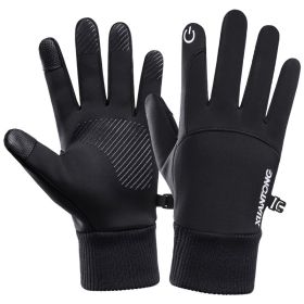 Padded Warm Touch Screen Anti-slip Riding Gloves (Option: Black-XL)