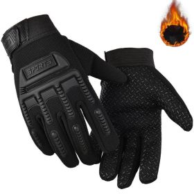 Children's Tactical Anti Slip All Finger Long Finger Gloves (Option: Black Plush-L)