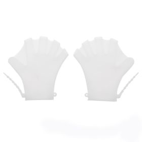 Swimming Gloves Water Palm Solid Color (Option: White-L)