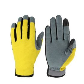 Deer Skin Two Layer Touch Screen Gardening Gloves (Option: Yellow-S)