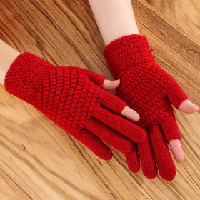Thickened Fleece Winter Riding Gloves (Option: Pineapple Pin Red-Average Size)