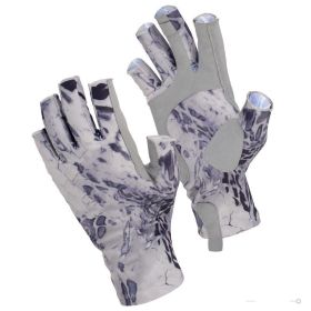 Fishing Gloves Exposed Five Fingers Breathable Non-slip Sunscreen Men (Option: Snow leopard silver-M)