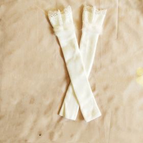 Knitted Half-fingered Gloves And Lace False Warm Sleeves (Color: White)