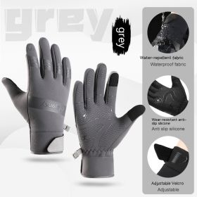 Men's And Women's Fashion Outdoor Waterproof Windproof Touch Screen Riding Cold-proof Gloves (Option: Gray-S)