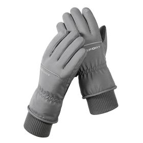 Men's And Women's Outdoor Cycling Can Touch The Screen Warm Plus Velvet Gloves (Option: HX103 Men's Gray-Average Size)
