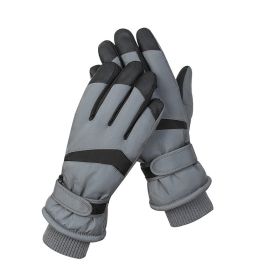 Men's And Women's Outdoor Cycling Can Touch The Screen Warm Plus Velvet Gloves (Option: HX113 Light Dark Gray-Average Size)