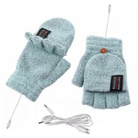 USB Double-sided Electrically Heated Gloves (Option: Green-Average Size)