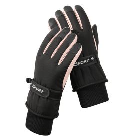 Men's And Women's Outdoor Cycling Can Touch The Screen Warm Plus Velvet Gloves (Option: HX106 Black For Women-Average Size)