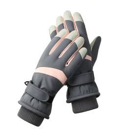 Men's And Women's Outdoor Cycling Can Touch The Screen Warm Plus Velvet Gloves (Option: HX113 Gray Powder-Average Size)