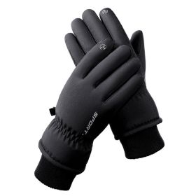 Men's And Women's Outdoor Cycling Can Touch The Screen Warm Plus Velvet Gloves (Option: HX102 Men Black-Average Size)