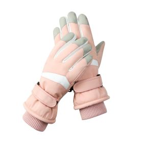 Men's And Women's Outdoor Cycling Can Touch The Screen Warm Plus Velvet Gloves (Option: HX113 Pink And White-Average Size)