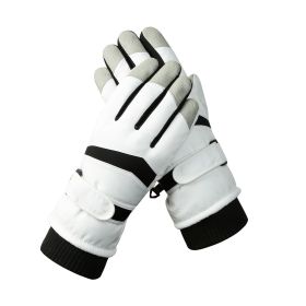 Men's And Women's Outdoor Cycling Can Touch The Screen Warm Plus Velvet Gloves (Option: HX113 White And Black Women-Average Size)