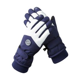 Men's And Women's Outdoor Cycling Can Touch The Screen Warm Plus Velvet Gloves (Option: HX110 Blue And White-Average Size)