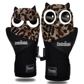 Waterproof Thickened Warm Double Snowboarding Gloves For Men And Women (Option: Leopard print-S)