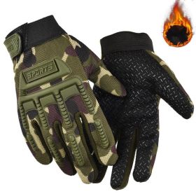 Children's Tactical Anti Slip All Finger Long Finger Gloves (Option: Camouflage Plush-L)