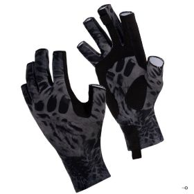 Fishing Gloves Exposed Five Fingers Breathable Non-slip Sunscreen Men (Option: Dark at night-M)
