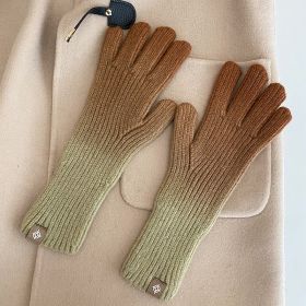 Fashion Winter Warm Gradient Gloves (Option: Khaki Gradient-Average Size)
