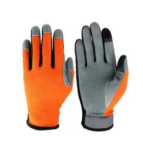 Deer Skin Two Layer Touch Screen Gardening Gloves (Option: Orange-S)