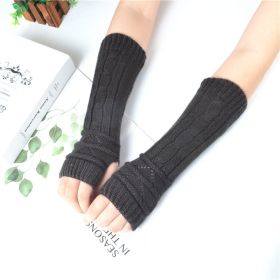 Knitted Half-finger Missing Finger Arm Sleeve In Autumn And Winter (Option: Dark Grey-One size)