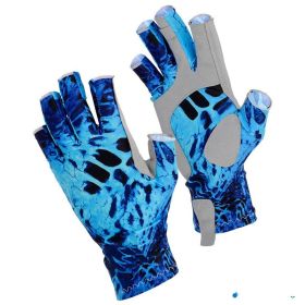 Fishing Gloves Exposed Five Fingers Breathable Non-slip Sunscreen Men (Option: Deep blue-M)