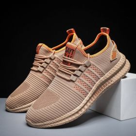 Spring Summer Autumn Hot Trainers Shoe Men Lightweight Sneaker Breathable Running Hiking Soft Outdoor Lace-up Tennis Comfortable (Color: Light brown, size: 45)