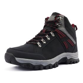 New Arrival Classics Style Men Hiking Shoes Lace Up Male Sport Walking Outdoor Jogging Trekking Sneakers Free Shipping High Top (Color: Black, size: 43)