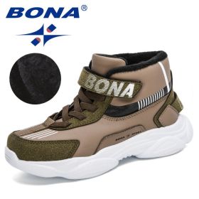 BONA 2020 New Designers Trendy Snow Shoes Teenagers Children Hiking Shoes Walking Climbing Shoes Boy Winter Plush Footwear Girls (Color: Medium grey white, size: 5.5)