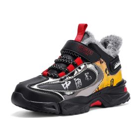 FLARUT Children Winter Running Shoes Snow Sports Shoes Single Cotton Shoes Kids's Sneakers Fashion Trekking Hiking Shoes (Color: Red Plus Velvet, size: 33)